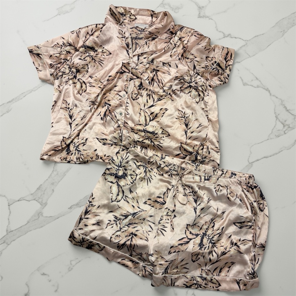 House Of Harlow Revolve Satin Floral Matching Pajama Lounge Set Size 2X
